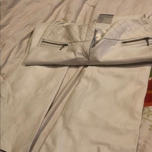 White leather pants